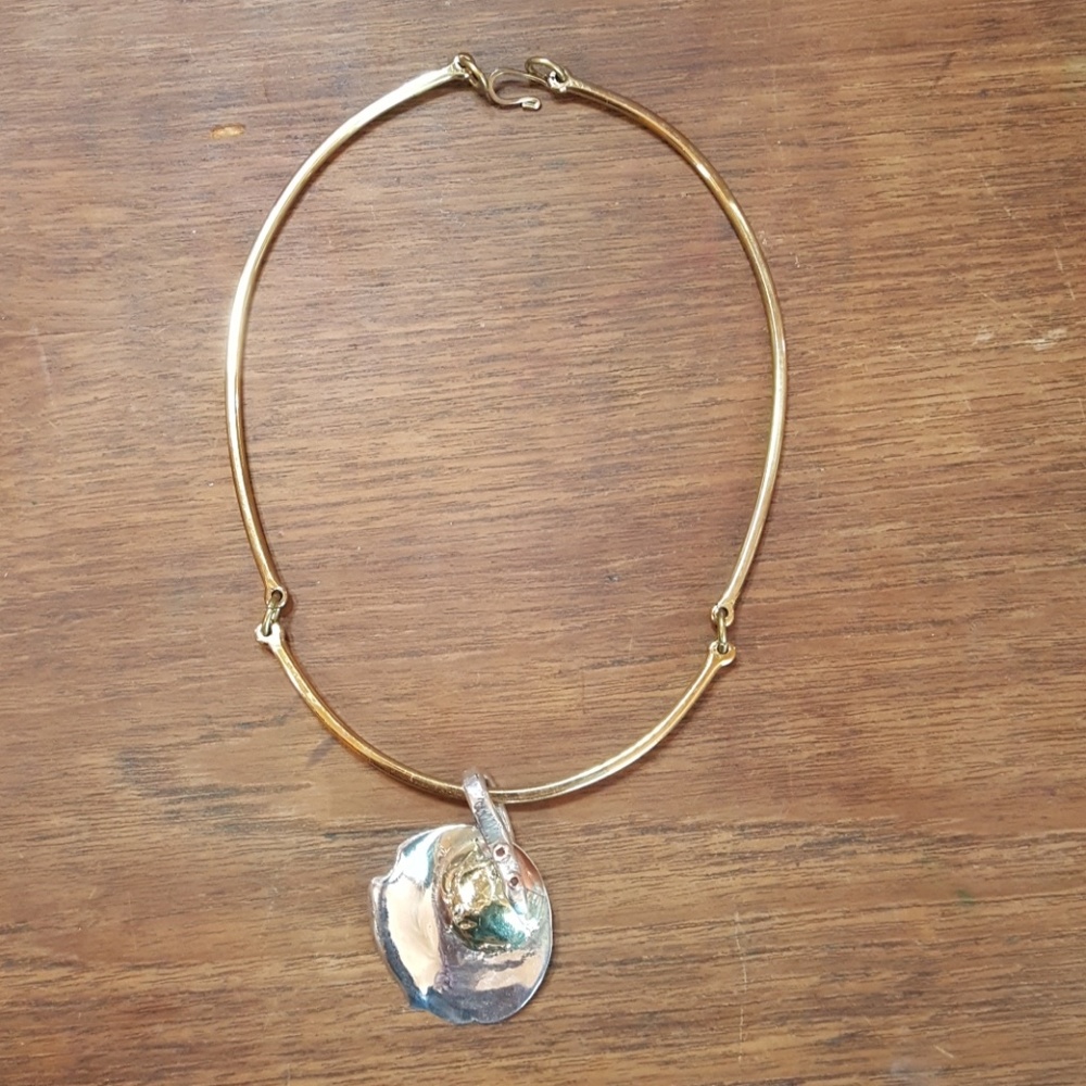 Artisan Pendant and Gold style choker 14ct clasp